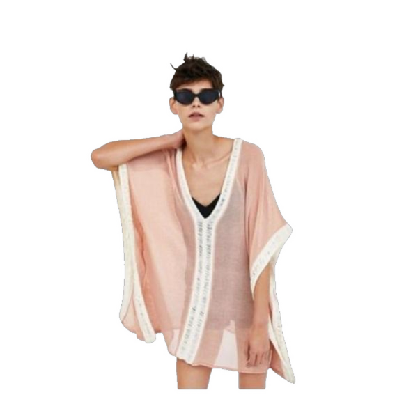 Zara Tops - Zara Pink Knitwear Oversized Tunic Coverup Sweater